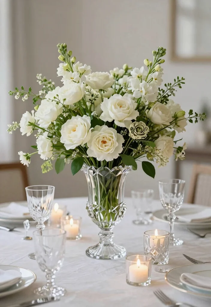 16 Crystal Table Decor Ideas With Elegant Sparkle - 9. Crystal and Floral Fusion 1