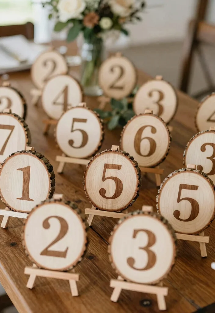 16 Farm Table Wedding Decor Ideas With Rustic Romance - 14. Creative Table Numbers 1