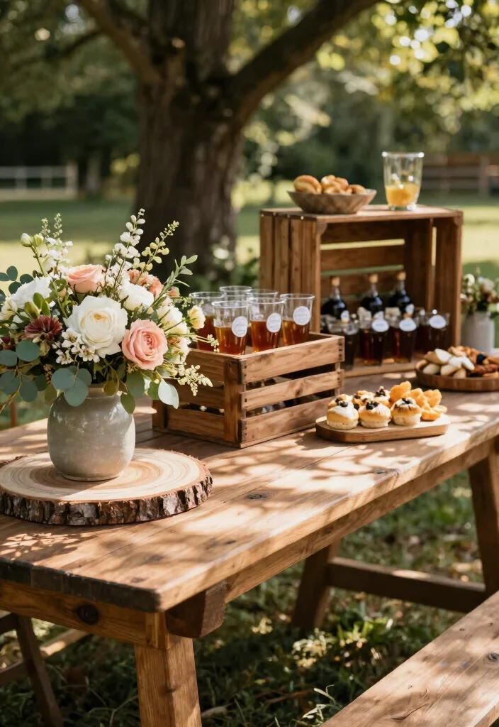 16 Farm Table Wedding Decor Ideas With Rustic Romance - 6. Charming Wooden Accents 1