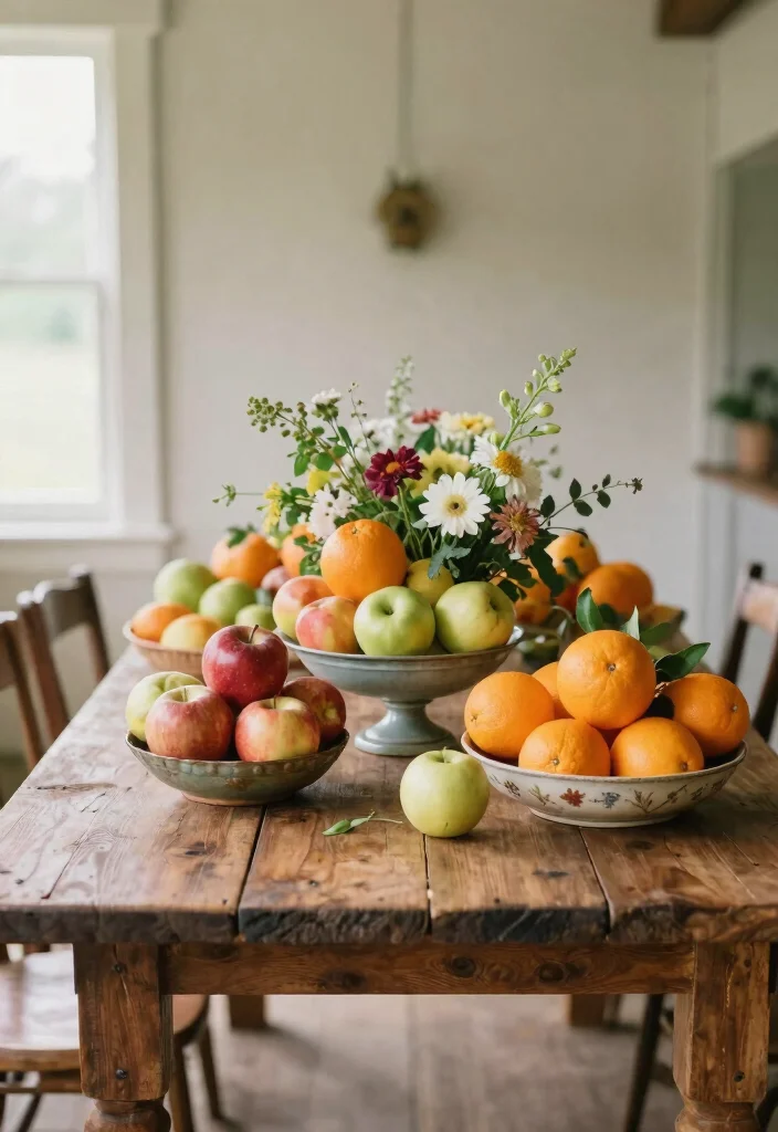 16 Farm Table Wedding Decor Ideas With Rustic Romance - 7. Seasonal Fruit Centerpieces 1
