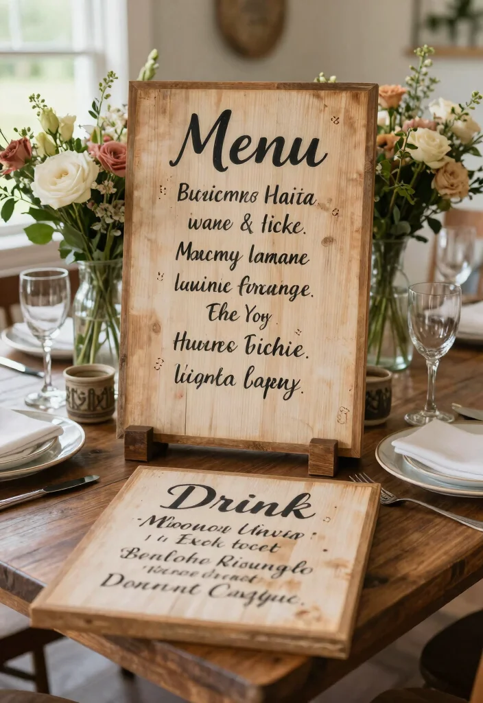 16 Farm Table Wedding Decor Ideas With Rustic Romance - 8. Handwritten Signage 1