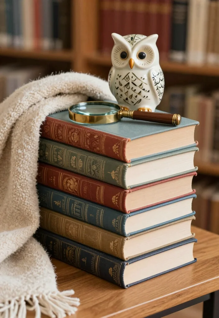 16 Library Table Decor Ideas That Look Classic & Cozy 1 16 Library Table Decor Ideas That Look Classic & Cozy - 1. Stack of Vintage Books 1