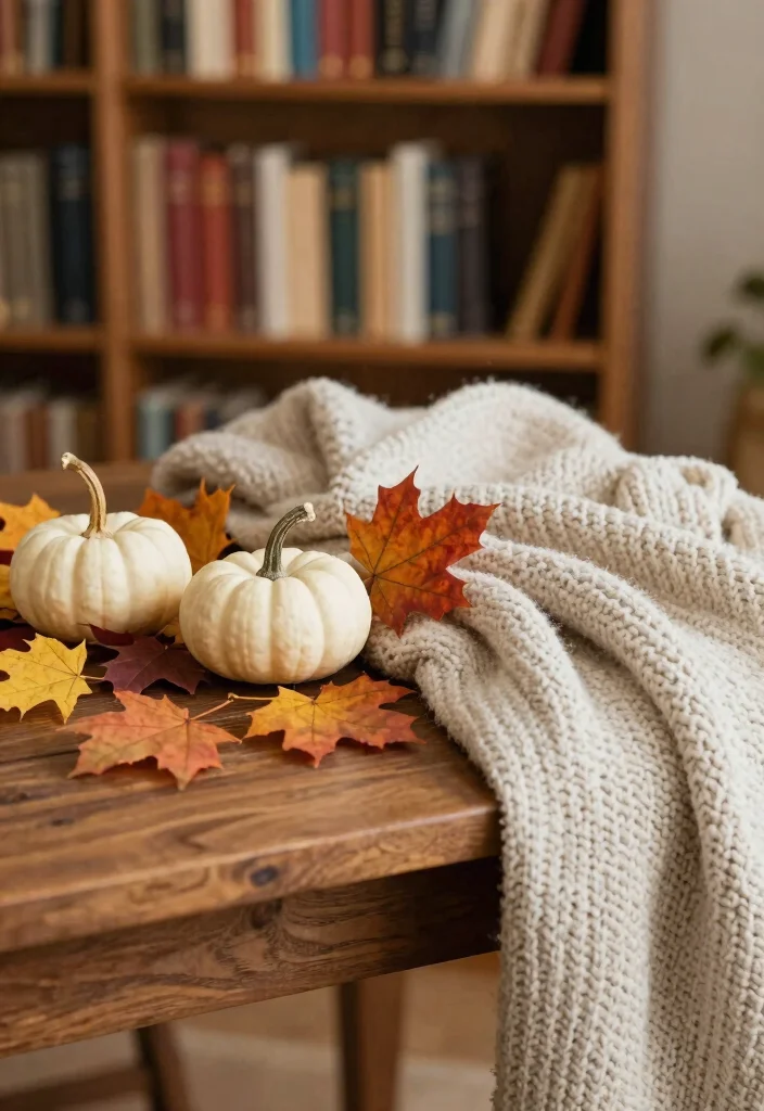 16 Library Table Decor Ideas That Look Classic & Cozy 20 16 Library Table Decor Ideas That Look Classic & Cozy - 10. Seasonal Decor Touches 1