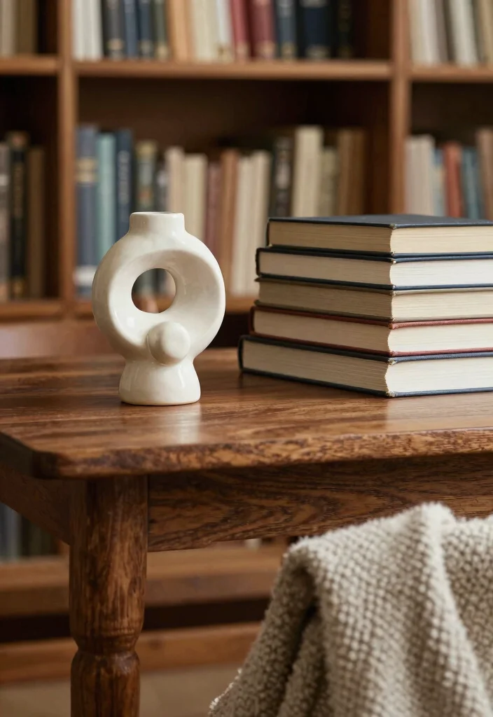 16 Library Table Decor Ideas That Look Classic & Cozy 21 16 Library Table Decor Ideas That Look Classic & Cozy - 11. Artistic Touch with Sculptures 1