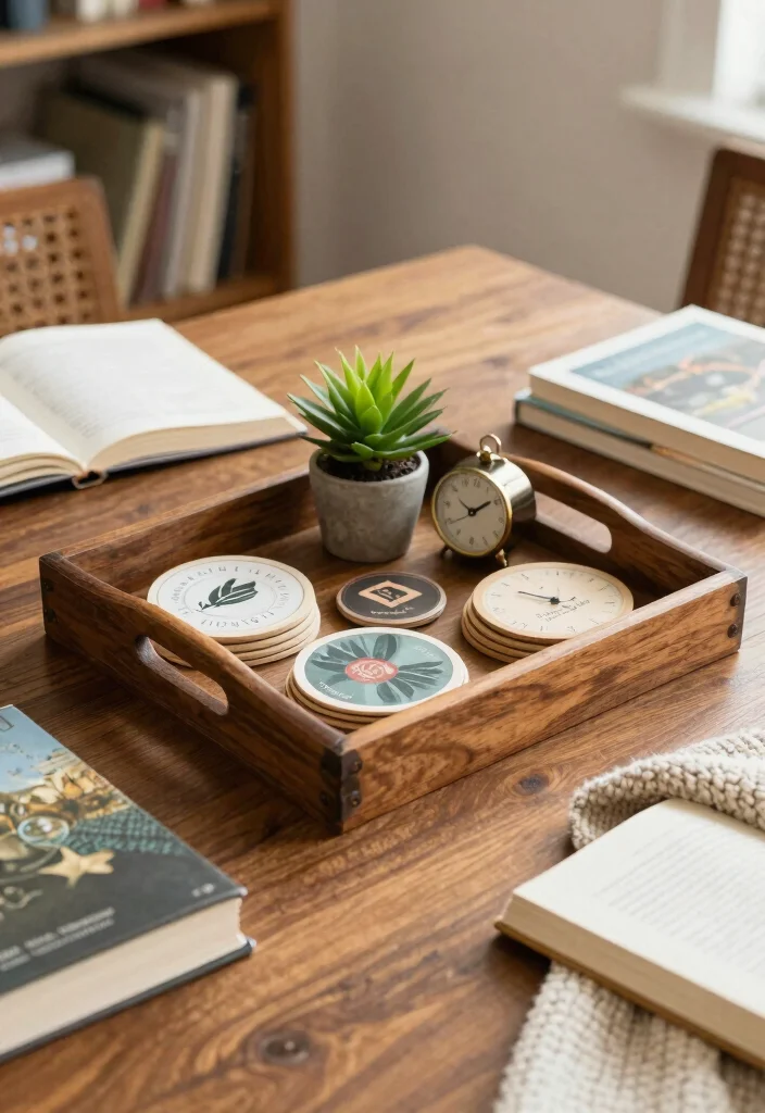 16 Library Table Decor Ideas That Look Classic & Cozy 4 16 Library Table Decor Ideas That Look Classic & Cozy - 4. Vintage Trays for Organization 1