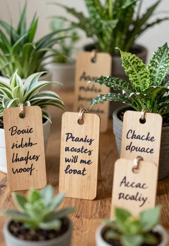 16 Plant Table Decor Ideas With Fresh Natural Touch - 14. Personalized Plant Labels 1