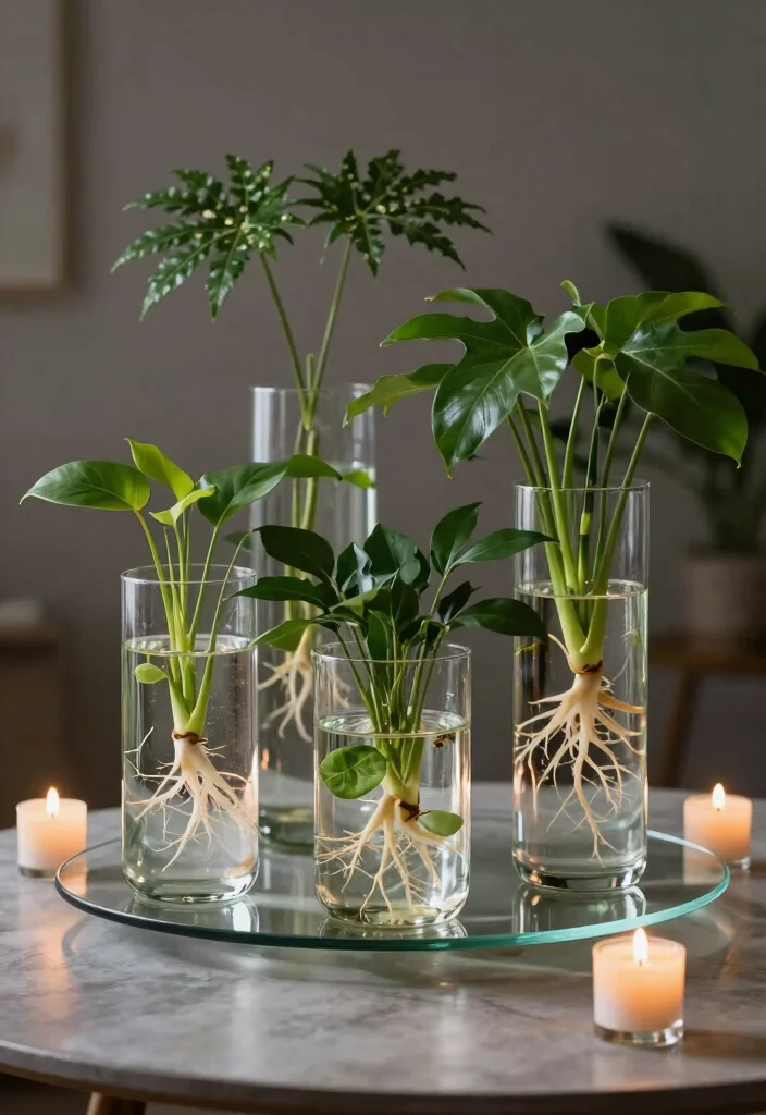 16 Plant Table Decor Ideas With Fresh Natural Touch - 15. Floating Plant Display 1