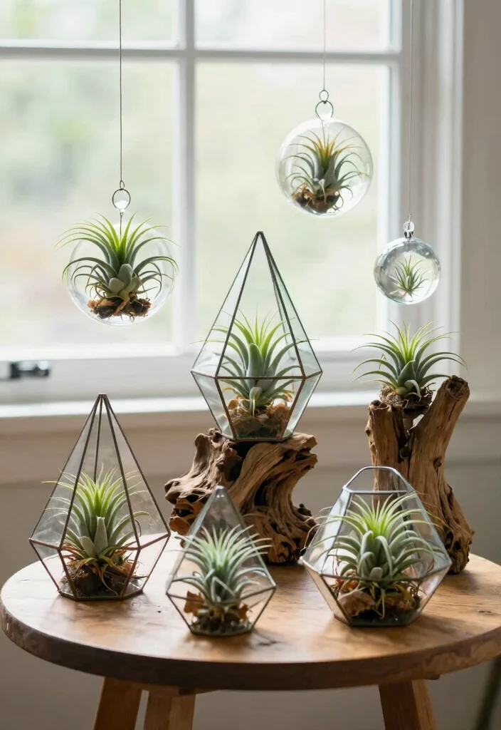 16 Plant Table Decor Ideas With Fresh Natural Touch - 9. Air Plants in Unique Holders 1