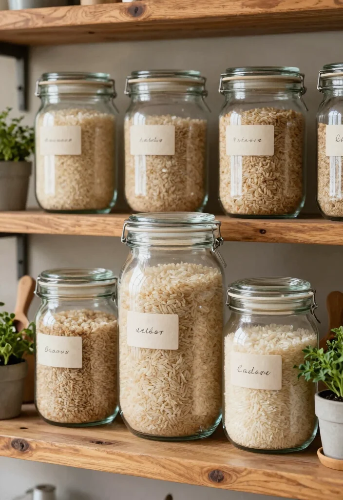 16 Rice Storage Ideas Kitchen Organization That Keep It Fresh - 1. Glass Jars for a Clear View 1