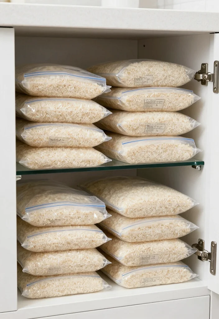 16 Rice Storage Ideas Kitchen Organization That Keep It Fresh - 10. Clear Plastic Zip Bags for Quick Access 1
