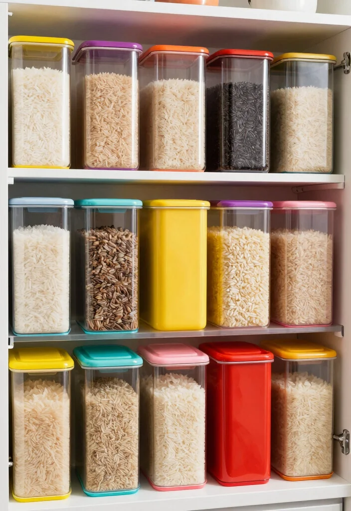 16 Rice Storage Ideas Kitchen Organization That Keep It Fresh - 16. Color-Coded Storage for Easy Identification 1