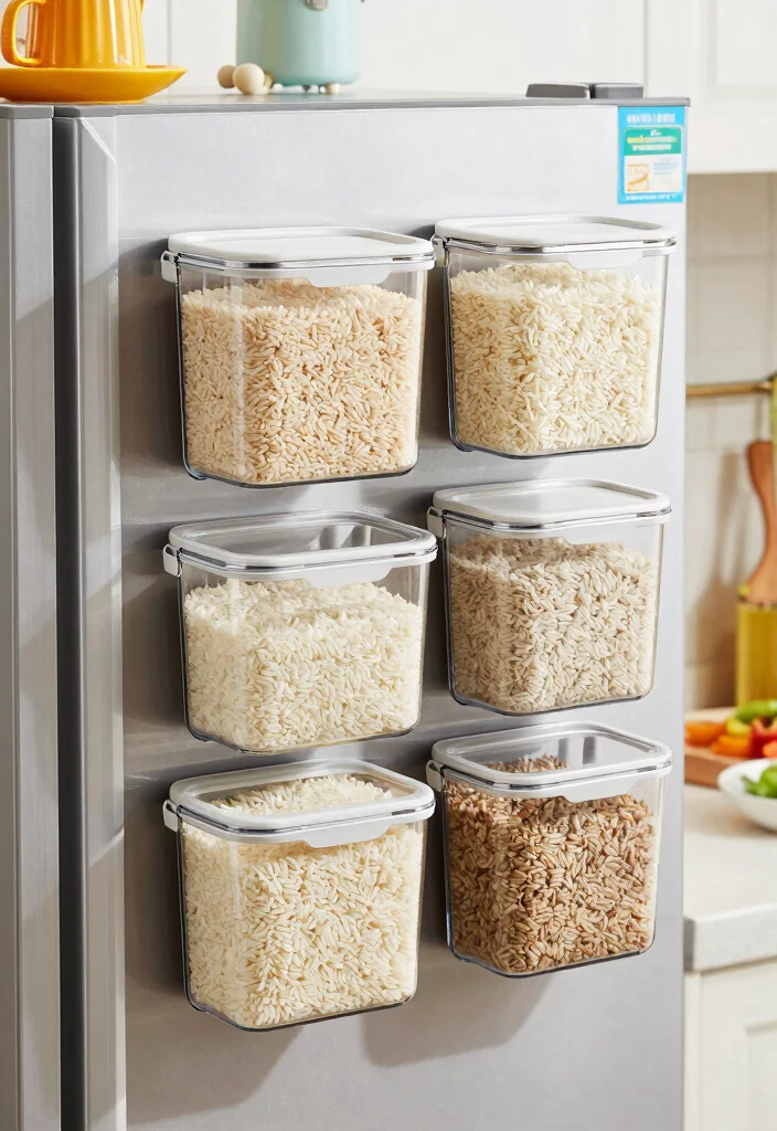 16 Rice Storage Ideas Kitchen Organization That Keep It Fresh - 8. Magnetic Containers for a Modern Twist 1