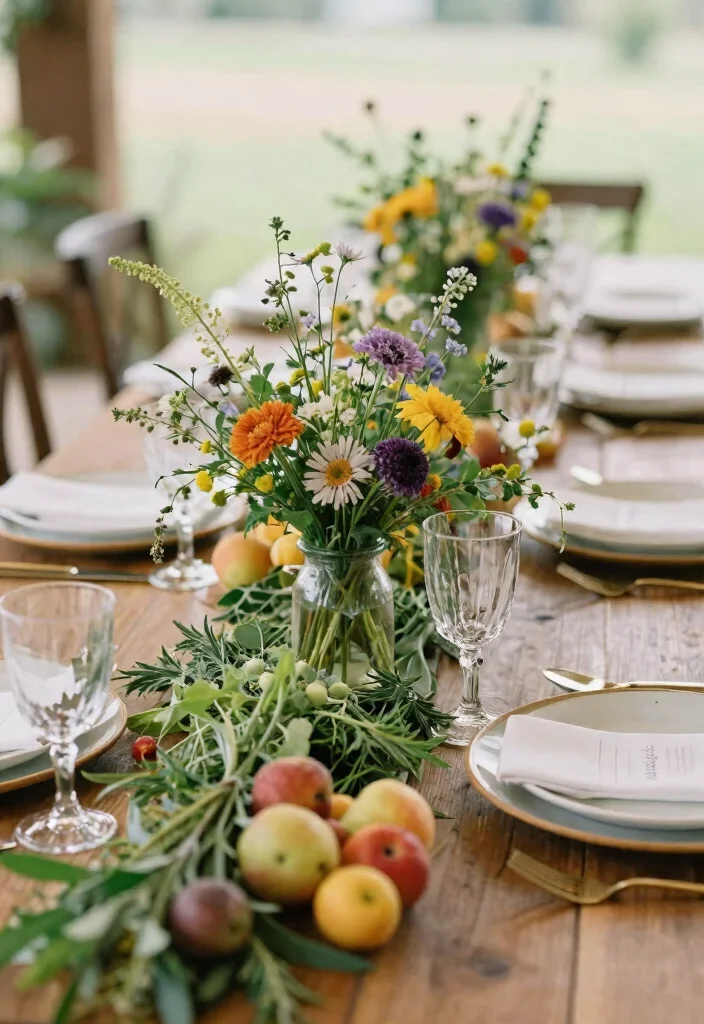 16 Wildflower Wedding Table Decor Ideas With Rustic Beauty - 15. Edible Centerpieces 1