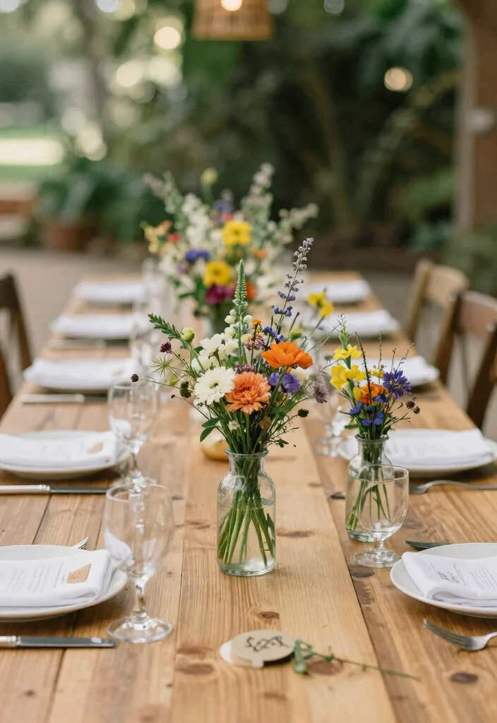16 Wildflower Wedding Table Decor Ideas With Rustic Beauty - 5. Wildflower Bouquets for Each Guest 1