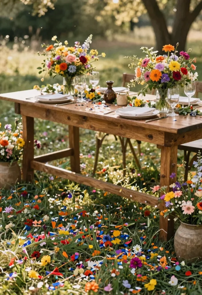 16 Wildflower Wedding Table Decor Ideas With Rustic Beauty - 7. Wildflower Confetti 1
