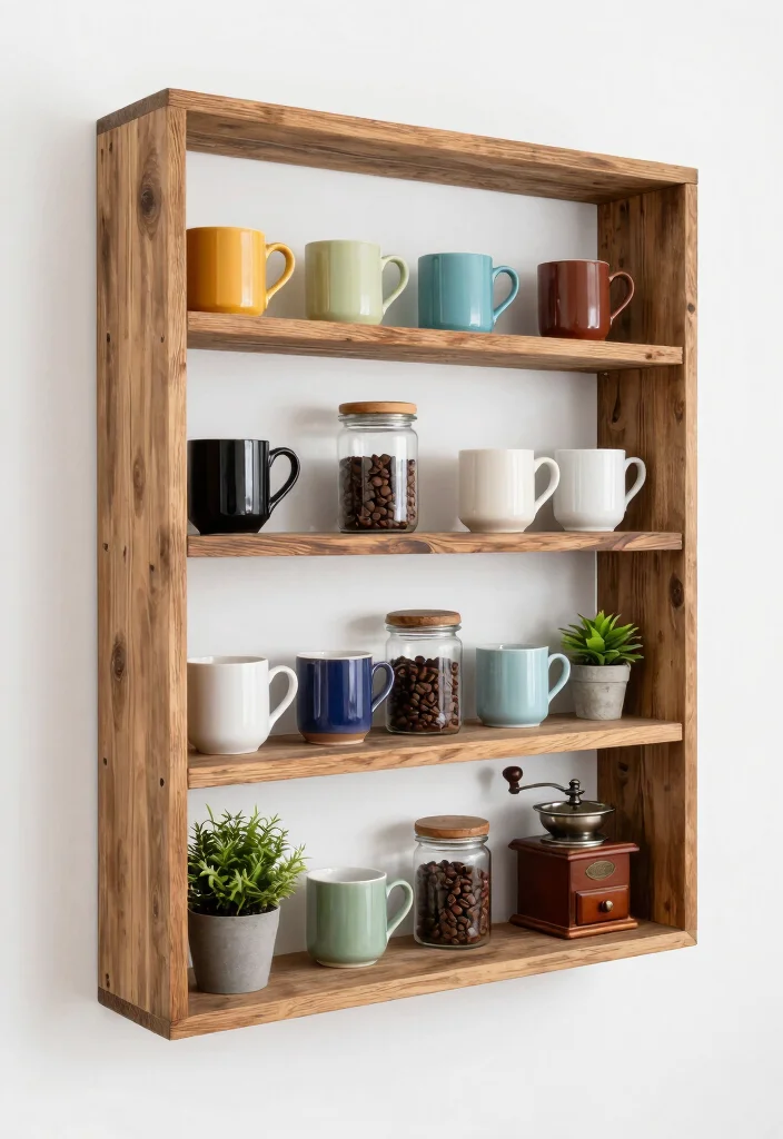 17 Boho Coffee Bar Ideas With Relaxed Chic Vibes - 3. Open Shelving Display 1