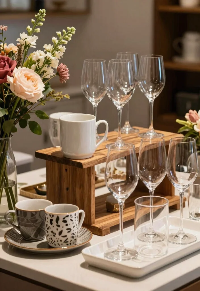 17 Coffee and Wine Bar Ideas for the Ultimate Entertaining Space 27 17 Coffee and Wine Bar Ideas for the Ultimate Entertaining Space - 7. Stylish Glassware Display 1