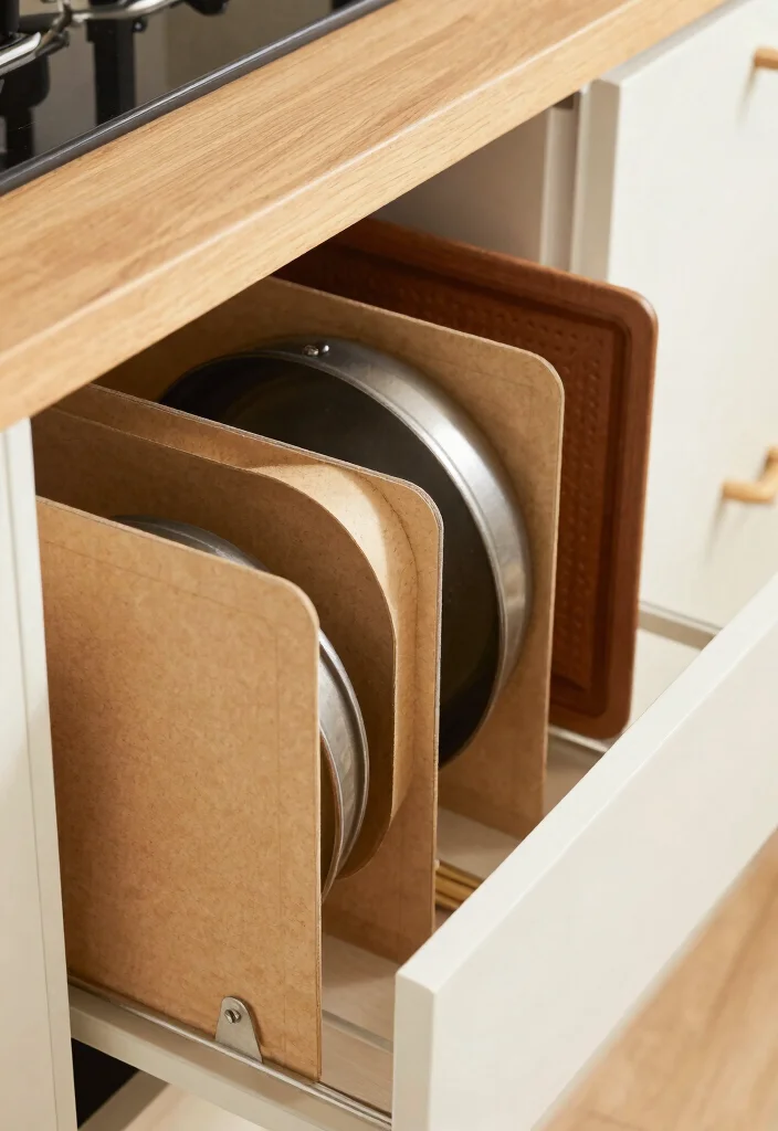 17 Deep Drawer Organization Kitchen Ideas That Work Smart - 10. Vertical Dividers for Pans and Baking Sheets 1