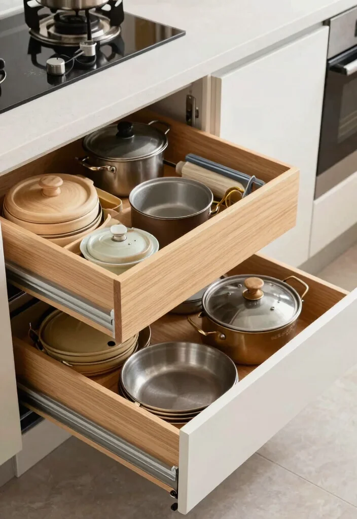 17 Deep Drawer Organization Kitchen Ideas That Work Smart - 7. Deep Drawer Pull-Out Bins 1