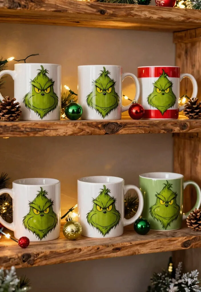 17 Grinch Coffee Bar Ideas With Fun Holiday Spirit - 1. Grinch-Themed Coffee Mugs 1