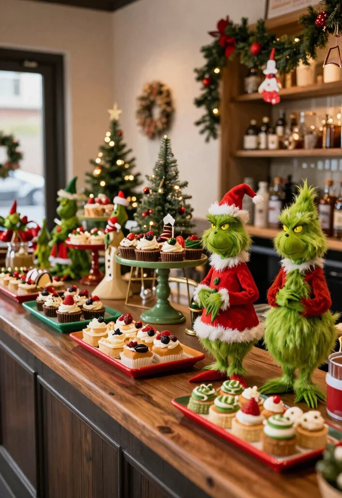 17 Grinch Coffee Bar Ideas With Fun Holiday Spirit - 10. Grinchy Table Décor 1
