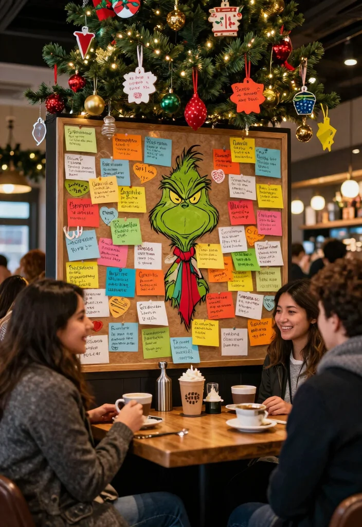 17 Grinch Coffee Bar Ideas With Fun Holiday Spirit - 17. Holiday Gratitude Board 1