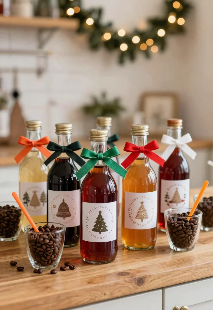 17 Grinch Coffee Bar Ideas With Fun Holiday Spirit - 2. Holiday Flavored Syrups 1