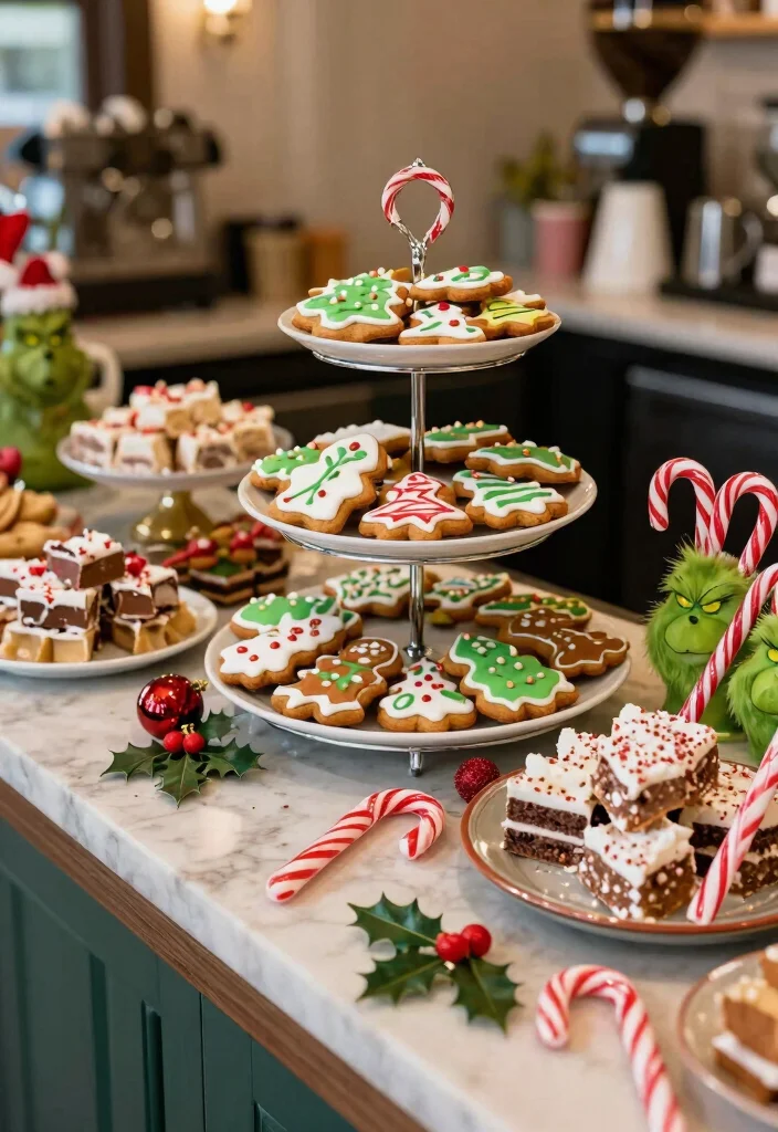 17 Grinch Coffee Bar Ideas With Fun Holiday Spirit - 3. Cozy Holiday Treats Station 1