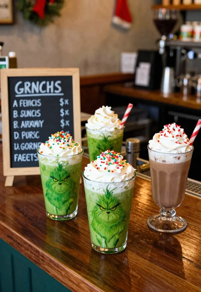 17 Grinch Coffee Bar Ideas With Fun Holiday Spirit - 6. Grinchy Drink Options 1