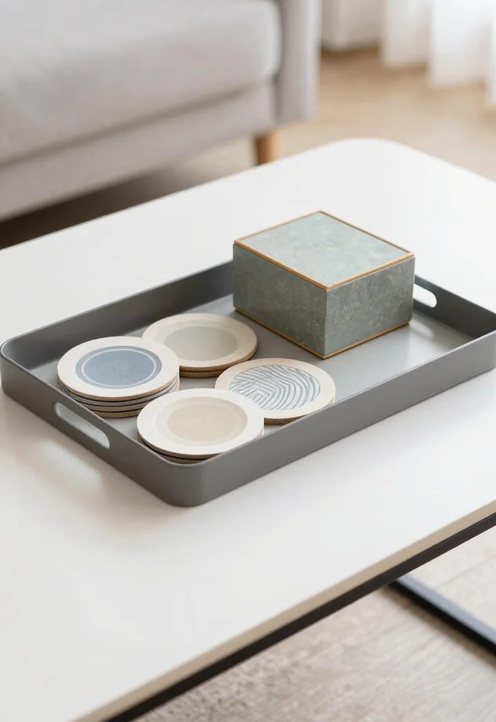 17 Minimalist Coffee Table Decor Ideas With Clean Elegance - 12. Functional Accessories 1