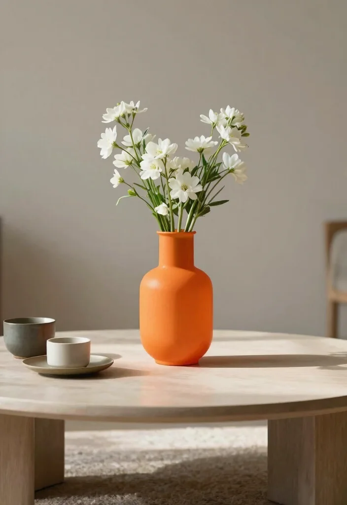 17 Minimalist Coffee Table Decor Ideas With Clean Elegance - 13. Colorful Accents 1