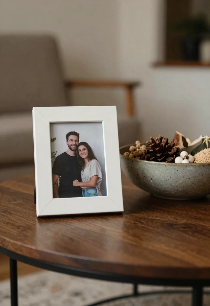 17 Minimalist Coffee Table Decor Ideas With Clean Elegance - 8. Thoughtful Personal Touches 1