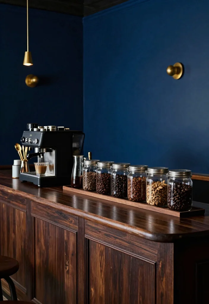 17 Moody Coffee Bar Ideas With Dark Cozy Aesthetic - 5. Deep, Rich Color Palette 1