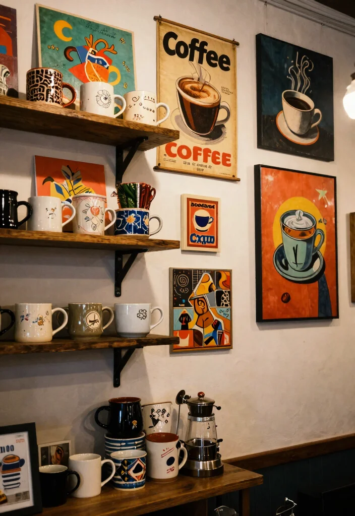 17 Moody Coffee Bar Ideas With Dark Cozy Aesthetic - 6. Eclectic Decor Elements 1