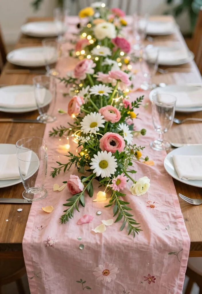 17 Pink Table Decor Ideas With Soft Feminine Charm 5 17 Pink Table Decor Ideas With Soft Feminine Charm - 5. Floral Runner 1