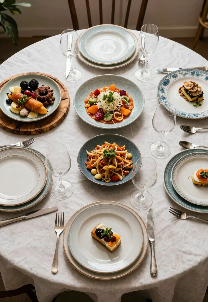 17 Round Table Wedding Decor Ideas With Romantic Flow - 13. Unique Serving Dishes 1