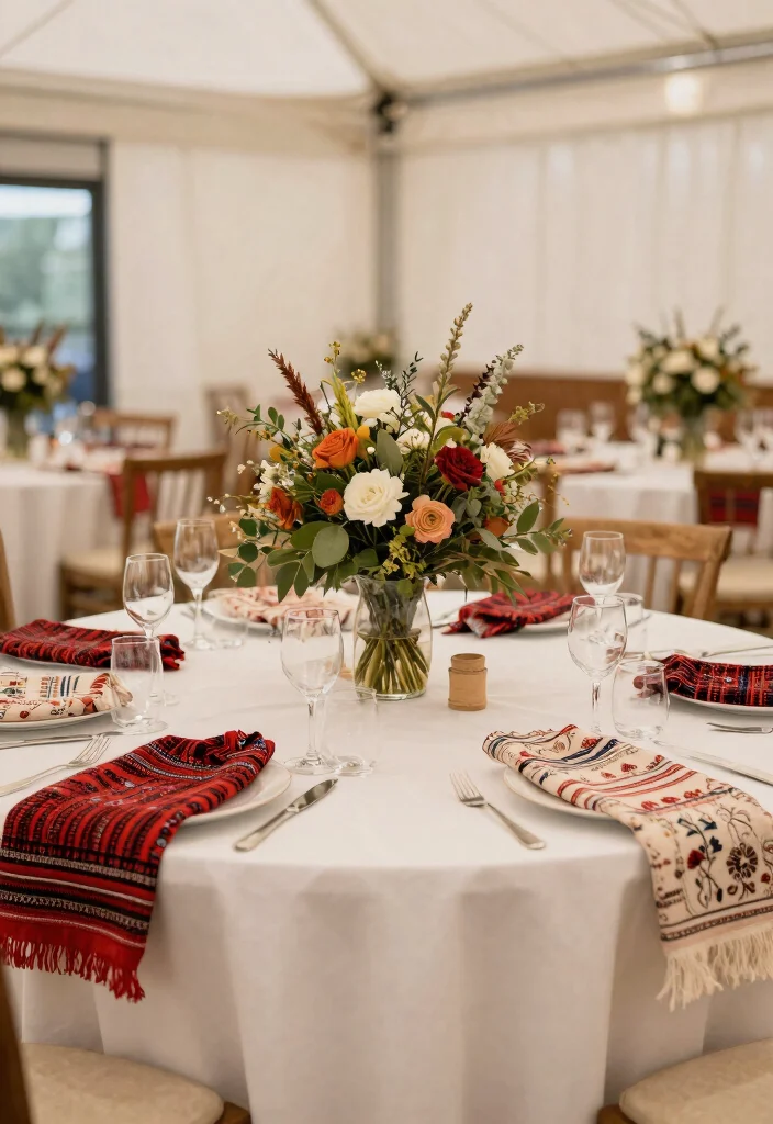 17 Round Table Wedding Decor Ideas With Romantic Flow - 16. Incorporating Local Elements 1