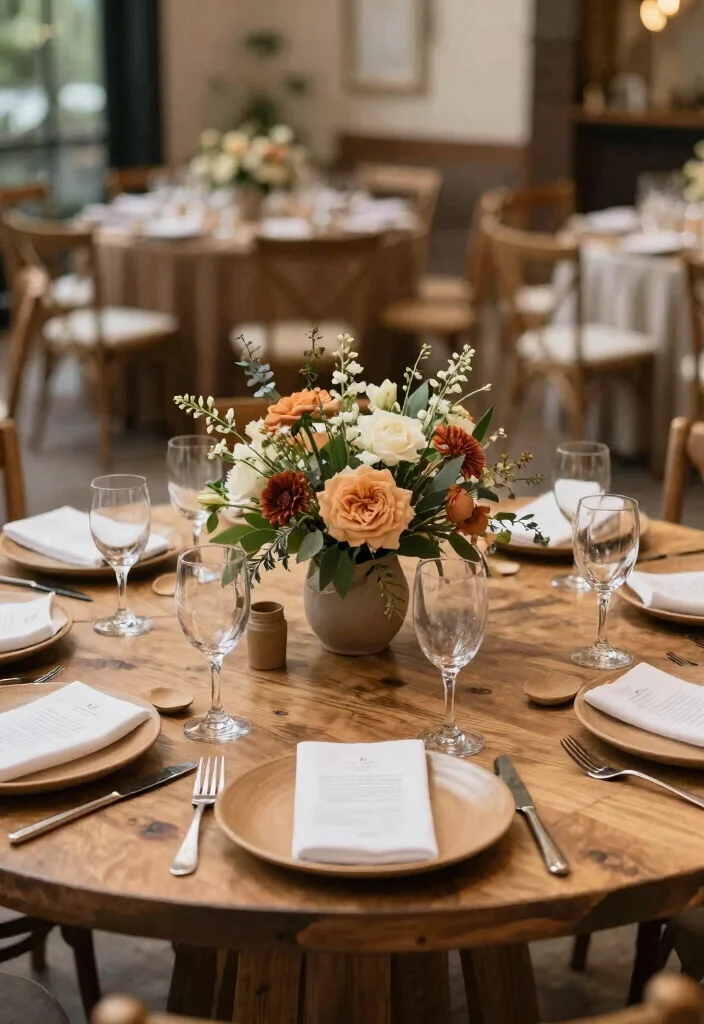 17 Round Table Wedding Decor Ideas With Romantic Flow - 17. Sustainable Decor Choices 1