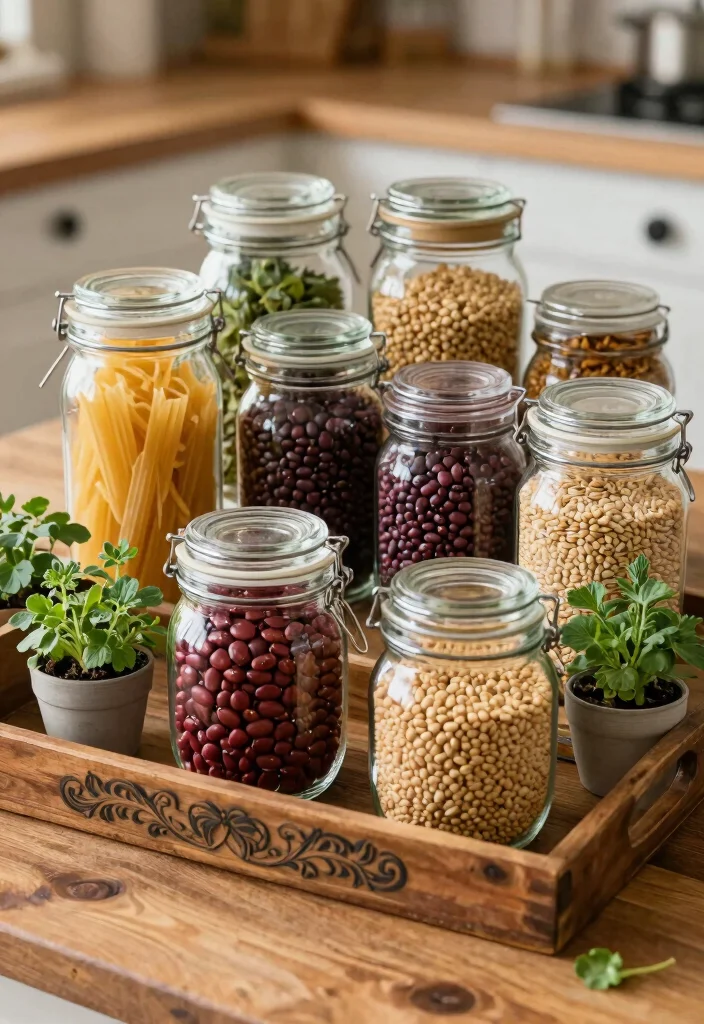 17 Simple Kitchen Table Decor Ideas That Feel Fresh - 10. Pantry Ingredients Display 1