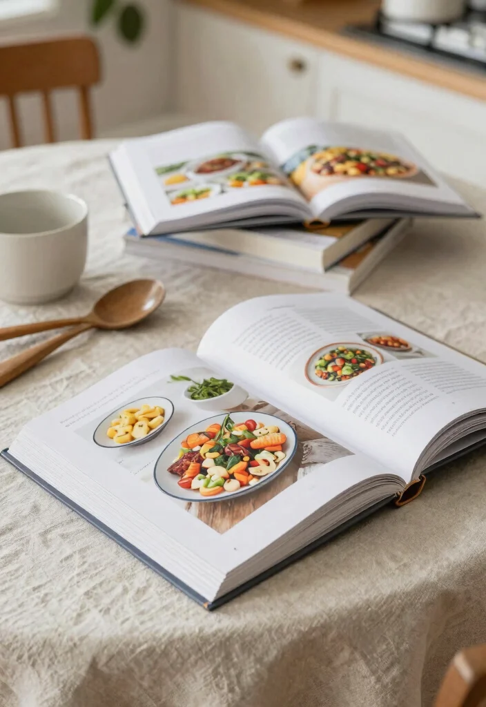 17 Simple Kitchen Table Decor Ideas That Feel Fresh - 15. Inspiring Cookbooks as Decor 1