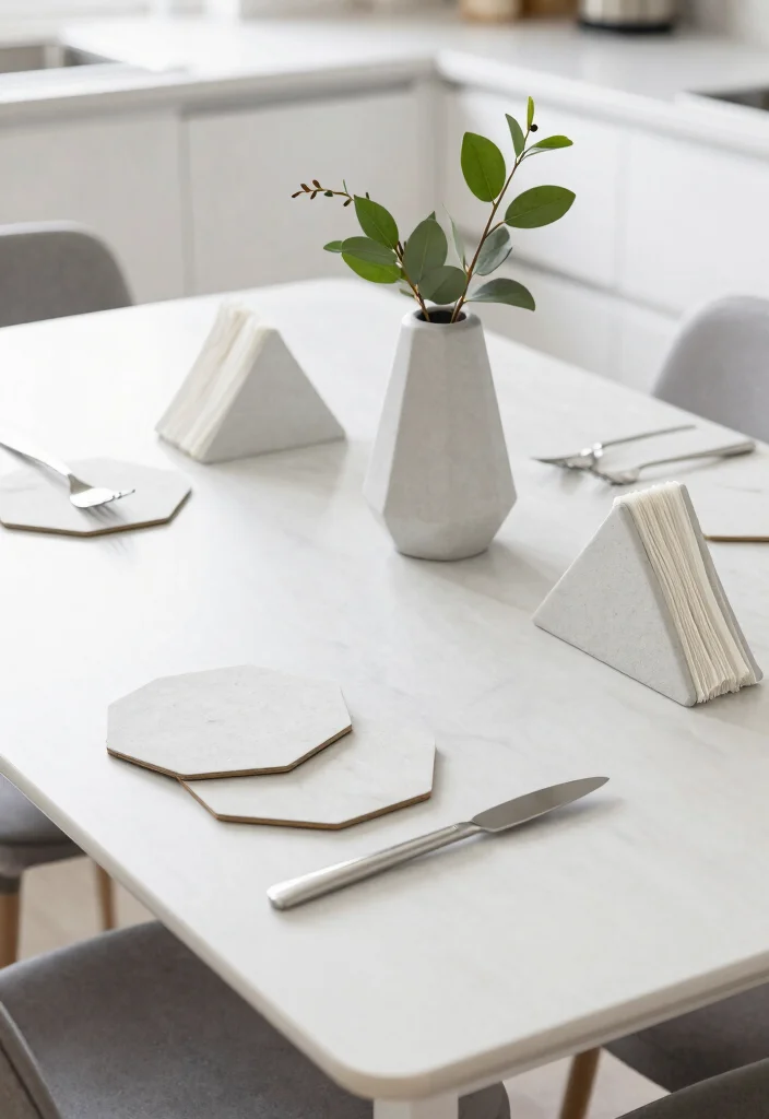 17 Simple Kitchen Table Decor Ideas That Feel Fresh - 5. Geometric Table Settings 1