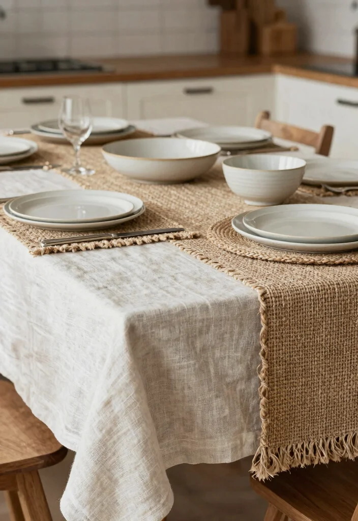 17 Simple Kitchen Table Decor Ideas That Feel Fresh - 6. Mixed Texture Layers 1