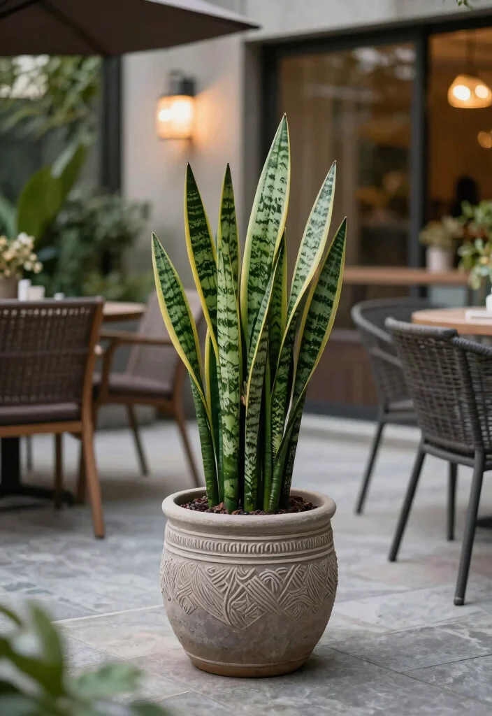 17 Snake Plant Decor Ideas That Add Modern Greenery - 15. The Outdoor-Living Blend 1