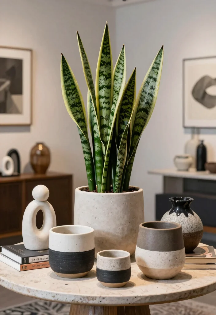 17 Snake Plant Decor Ideas That Add Modern Greenery - 16. Artistic Arrangements 1