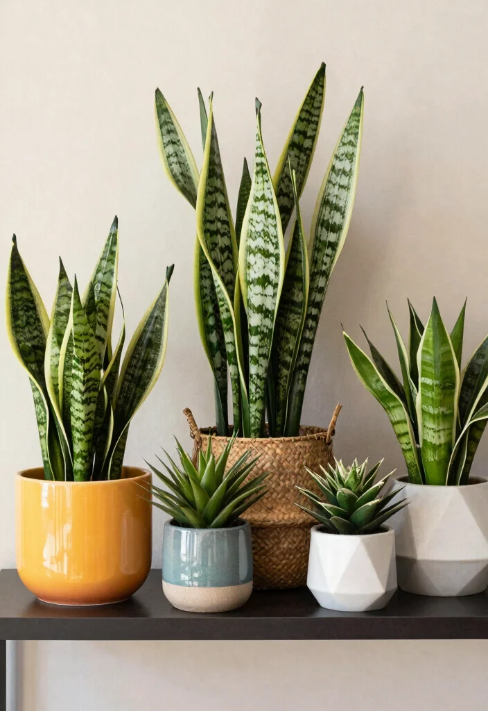 17 Snake Plant Decor Ideas That Add Modern Greenery - 6. Creative Pot Choices 1