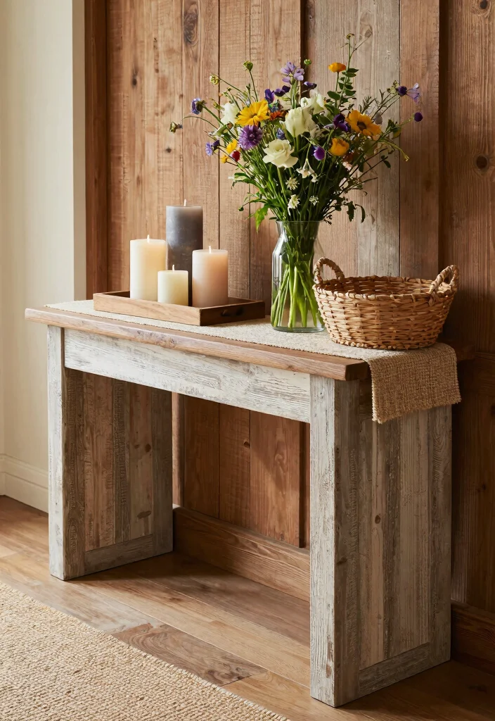 18 Console Table Decor Ideas That Welcome Beautifully - 1. Layered Textures 1