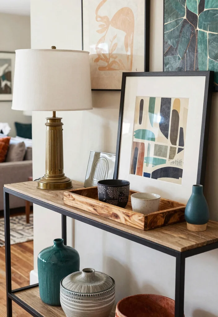 18 Console Table Decor Ideas That Welcome Beautifully - 11. Eclectic Mix 1