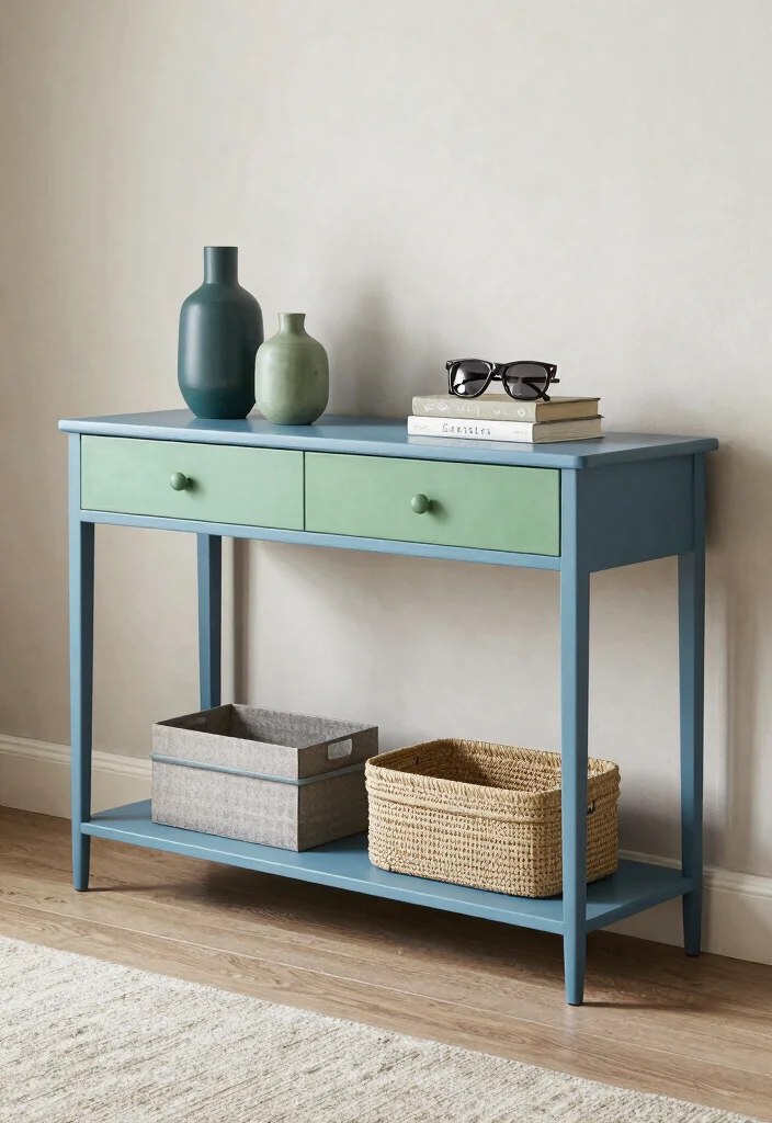 18 Console Table Decor Ideas That Welcome Beautifully - 16. Color Coordination 1