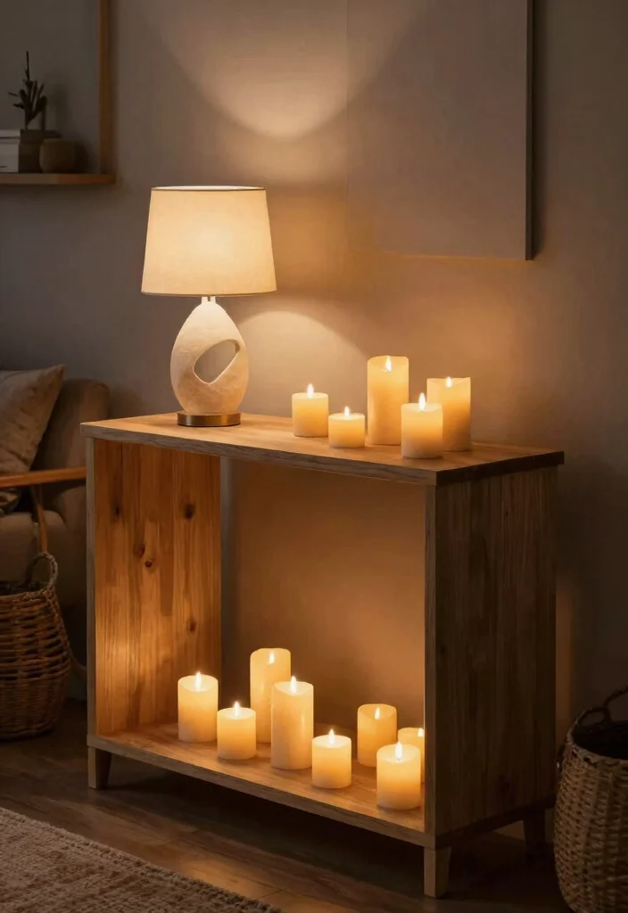 18 Console Table Decor Ideas That Welcome Beautifully - 8. Creative Lighting 1