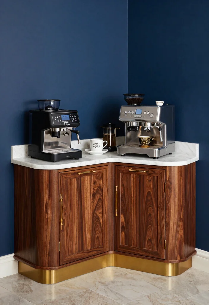 18 Corner Cabinet Coffee Bar Ideas That Use Every Nook - 13. A Touch of Luxury 1